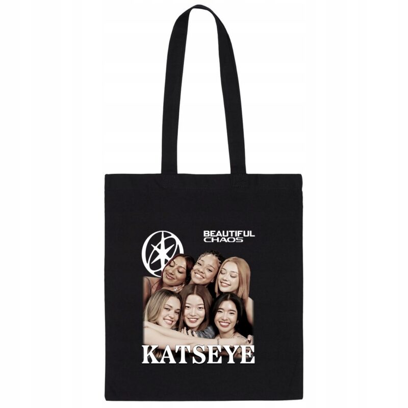 KATSEYE K-POP TORBA CZARNA SHOPERKA NA RAMIĘ BAWEŁNIANA GRUBA