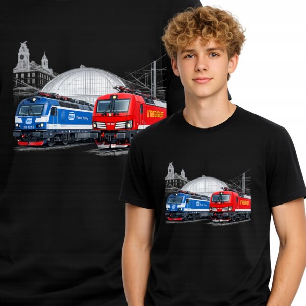 LOKOMOTYWA CZESKA POCIĄG KOSZULKA T-SHIRT CZARNY PREMIUM
