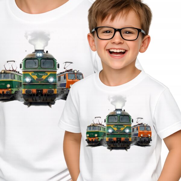 LOKOMOTYWA PAROWÓZ POCIĄG KOSZULKA T-SHIRT BIAŁY PREMIUM