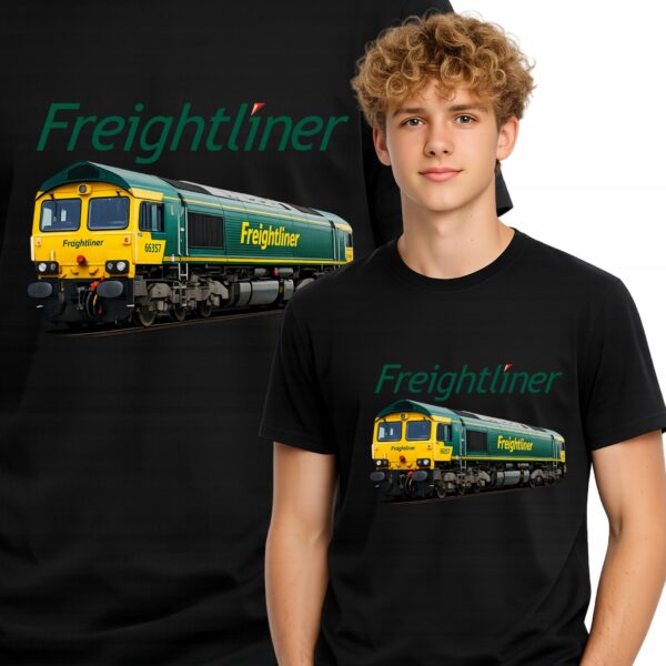 LOKOMOTYWA PAROWÓZ POCIĄG FREIGHTLINER T-SHIRT CZARNY PREMIU