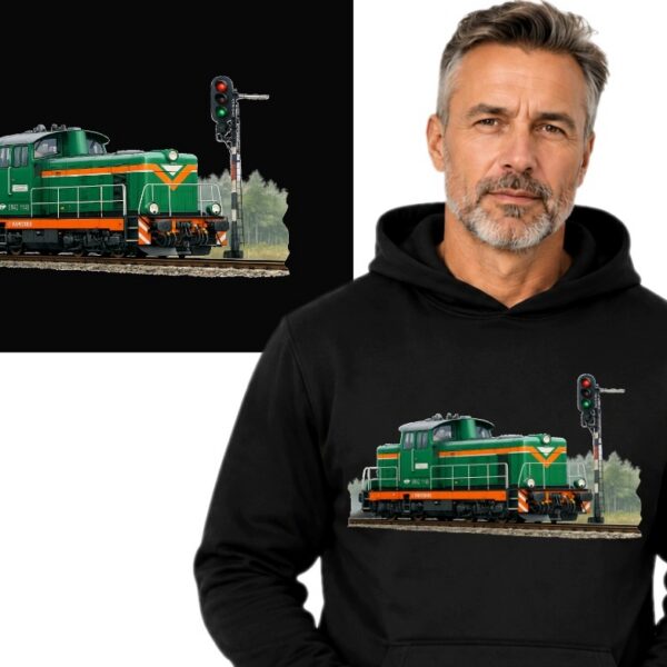 LOKOMOTYWA PAROWÓZ POCIĄG PKP SM42 STONKA BLUZA Z KAPTUREM CZARNY