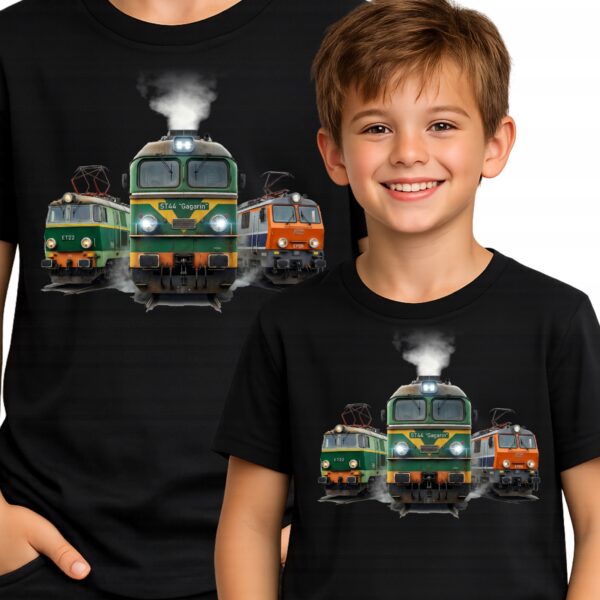 LOKOMOTYWA PAROWÓZ POCIĄG T-SHIRT CZARNY PREMIUM