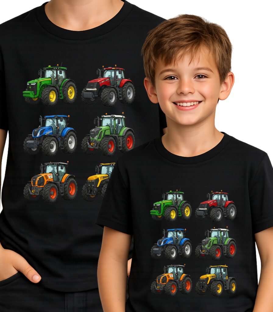 KOSZULKA DZIECIĘCA KOLOROWE TRAKTORY T-SHIRT