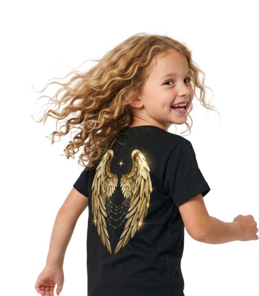 ZŁOTE SKRZYDŁA ANIOŁA KOSZULKA T-SHIRT NADRUK TYŁ