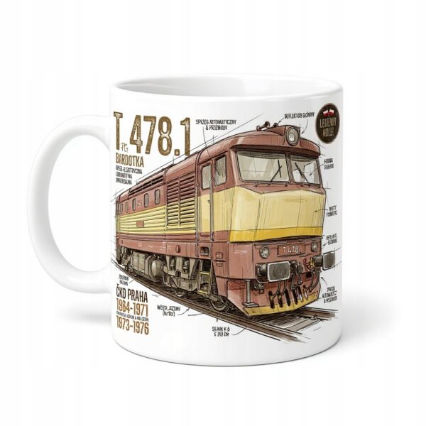 KUBEK PKP T478 BARDOTKA RETRO LOKOMOTYWA OPIS POCIĄG Prezent 330 ml