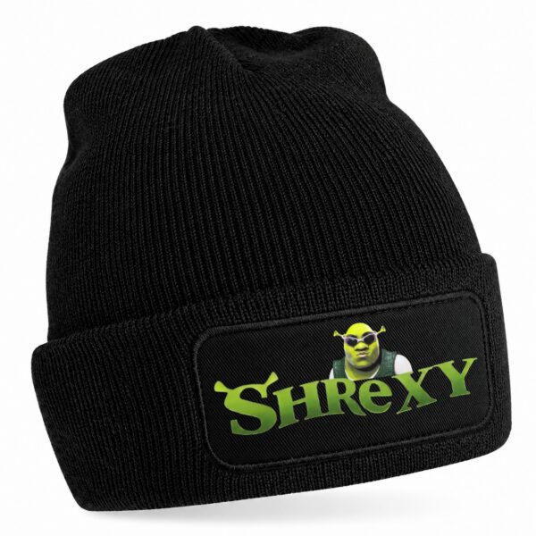 SHREXY SEXY SHREK SZREK ŚMIESZNA CZAPKA ZIMOWA BEANIE ONESIZE CZARNA