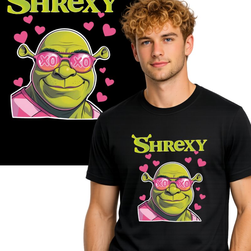 SHREXY SEXY SHREK SZREK ŚMIESZNA KOSZULKA T-SHIRT CZARNY R1